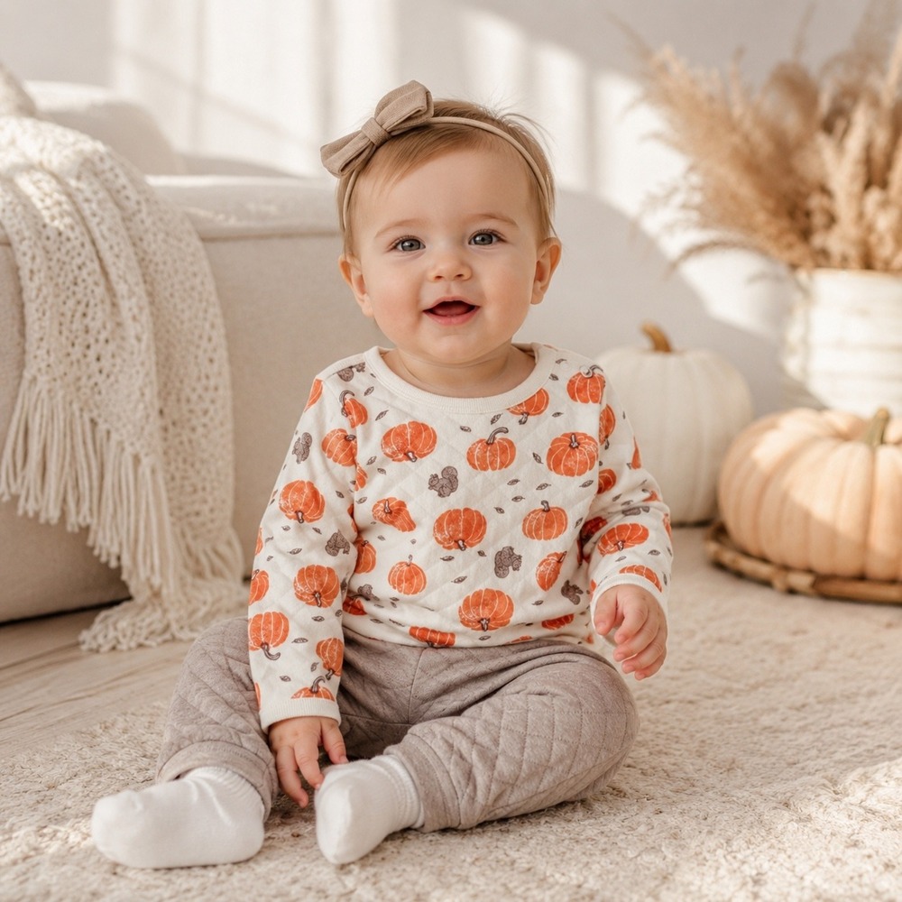 Little Planet by Carters Quilted Organic Cotton Pumpkin Squirrel Outfit Set 12M